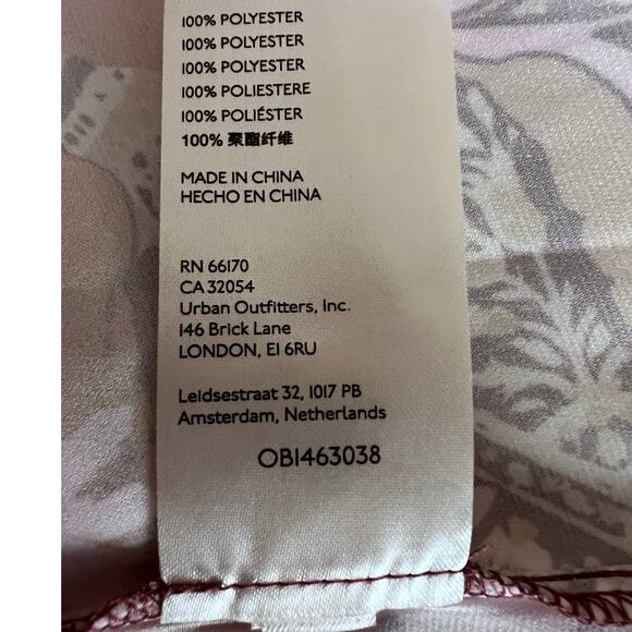 Free People Top Womens XS Satin Warm Tone Floral Print U-Neck Collared Blouse - Picture 12 of 13